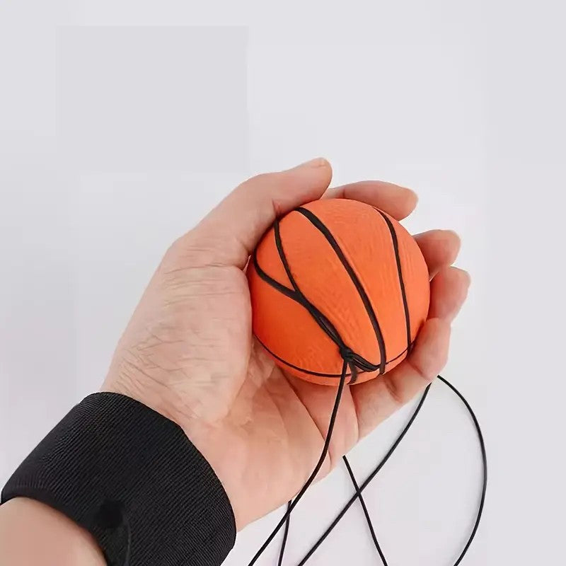 Minge Saltareata Hiperelastica, Vivimall, Model Minge de Basket cu Fixare de Mana, Space Moon Ball foarte Elastica, Antistress pentru Copii, Diametru 66 mm, Portocaliu - vivimall.ro