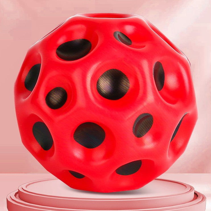 Minge Saltareata Hiperelastica, Vivimall, Space Moon Ball foarte Elastica, Antistress pentru Copii, Diametru 66 mm, Rosu - vivimall.ro