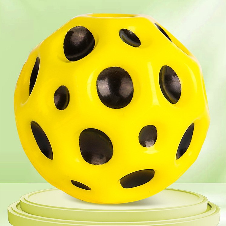 Minge Saltareata Hiperelastica, Vivimall, Space Moon Ball foarte Elastica, Antistress pentru Copii, Diametru 66 mm, Galben - vivimall.ro