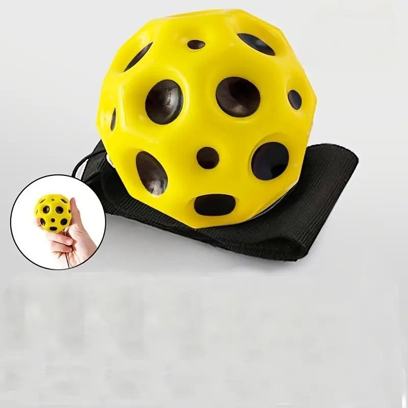 Minge Saltareata Hiperelastica, Vivimall, Space Moon Ball foarte Elastica, Antistress pentru Copii, Diametru 66 mm, Galben - vivimall.ro