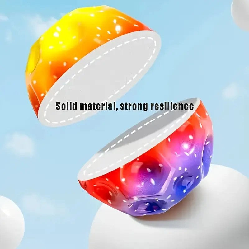 Minge Saltareata Hiperelastica, Vivimall, Space Moon Ball foarte Elastica, Antistress pentru Copii, Diametru 66 mm, Multicolor Rosu - vivimall.ro