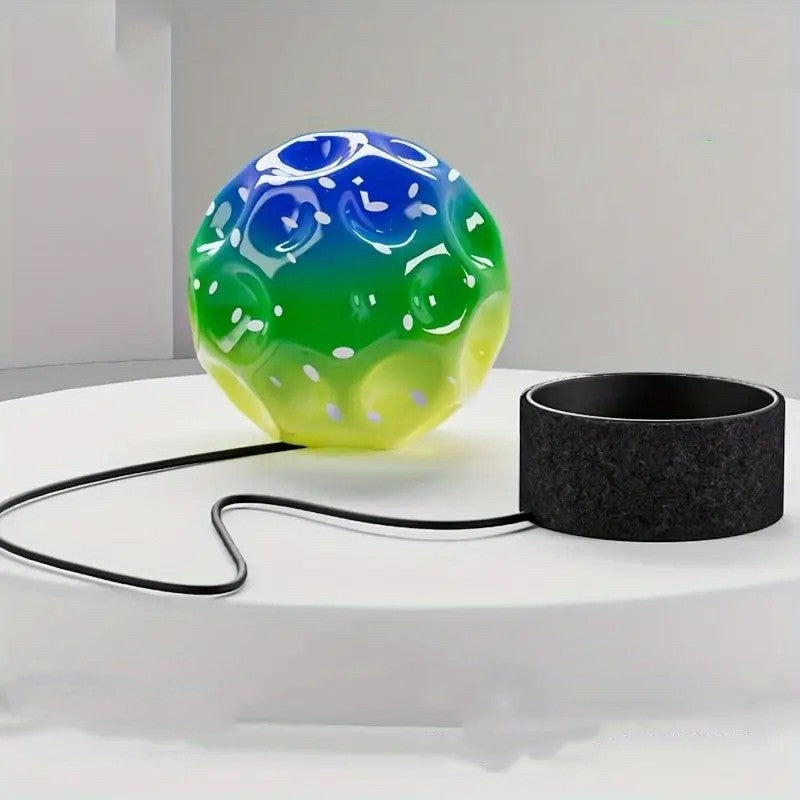 Minge Saltareata Hiperelastica, Vivimall, Space Moon Ball foarte Elastica, Antistress pentru Copii, Diametru 66 mm, Multicolor Verde - vivimall.ro