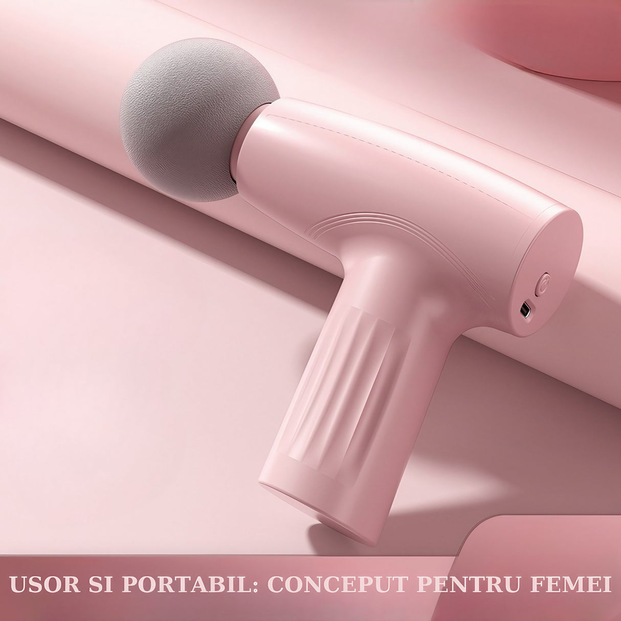 Mini Aparat de Masaj, Vivimall, Tip Pistol, Incarcare USB Tip C, Portabil, Pentru Relaxare Musculara, Autonomie 120 Min, 3 Trepte de Viteza, Roz - vivimall.ro