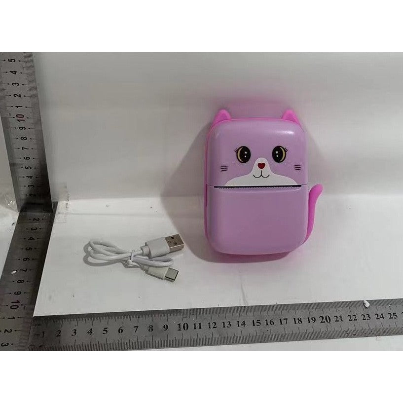 Mini Imprimanta Foto Portabila, Vivimall, Incarcare USB, Bluetooth, Model Pisicuta, Print Alb-Negru, Roz - vivimall.ro