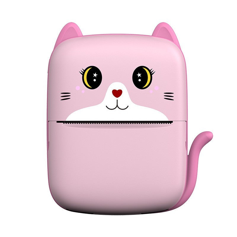 Mini Imprimanta Foto Portabila, Vivimall, Incarcare USB, Bluetooth, Model Pisicuta, Print Alb-Negru, Roz - vivimall.ro