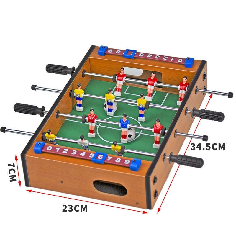 Mini Masa de Fotbal cu Teren si 12 Jucatori Vivimall, 4 Manere, cu Tablou pentru Scor, din Metal, Lemn si ABS, 34.5 x 23 x 7 cm, pentru copii/adulti - vivimall.ro