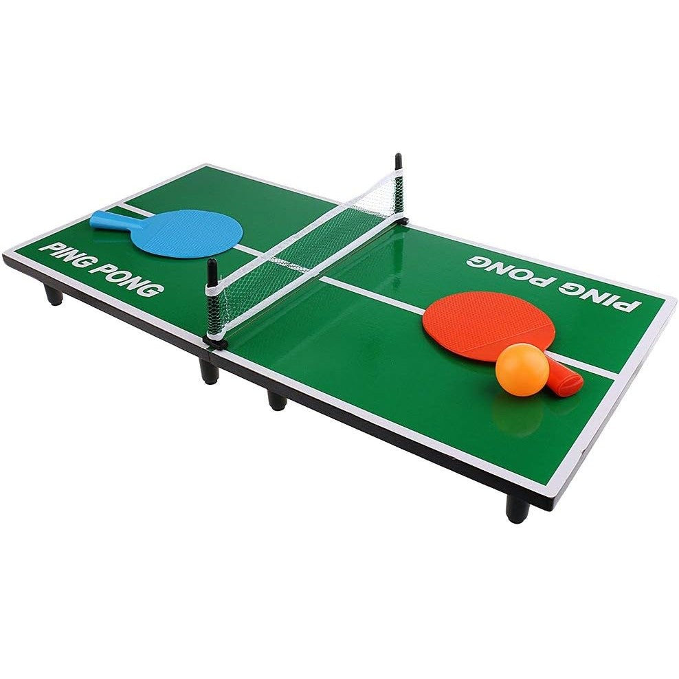 Mini Masa de Ping Pong Vivimall, pentru interior, Material Lemn, 60 x 10 x 30 cm, 2 mingi, portabila, verde - vivimall.ro