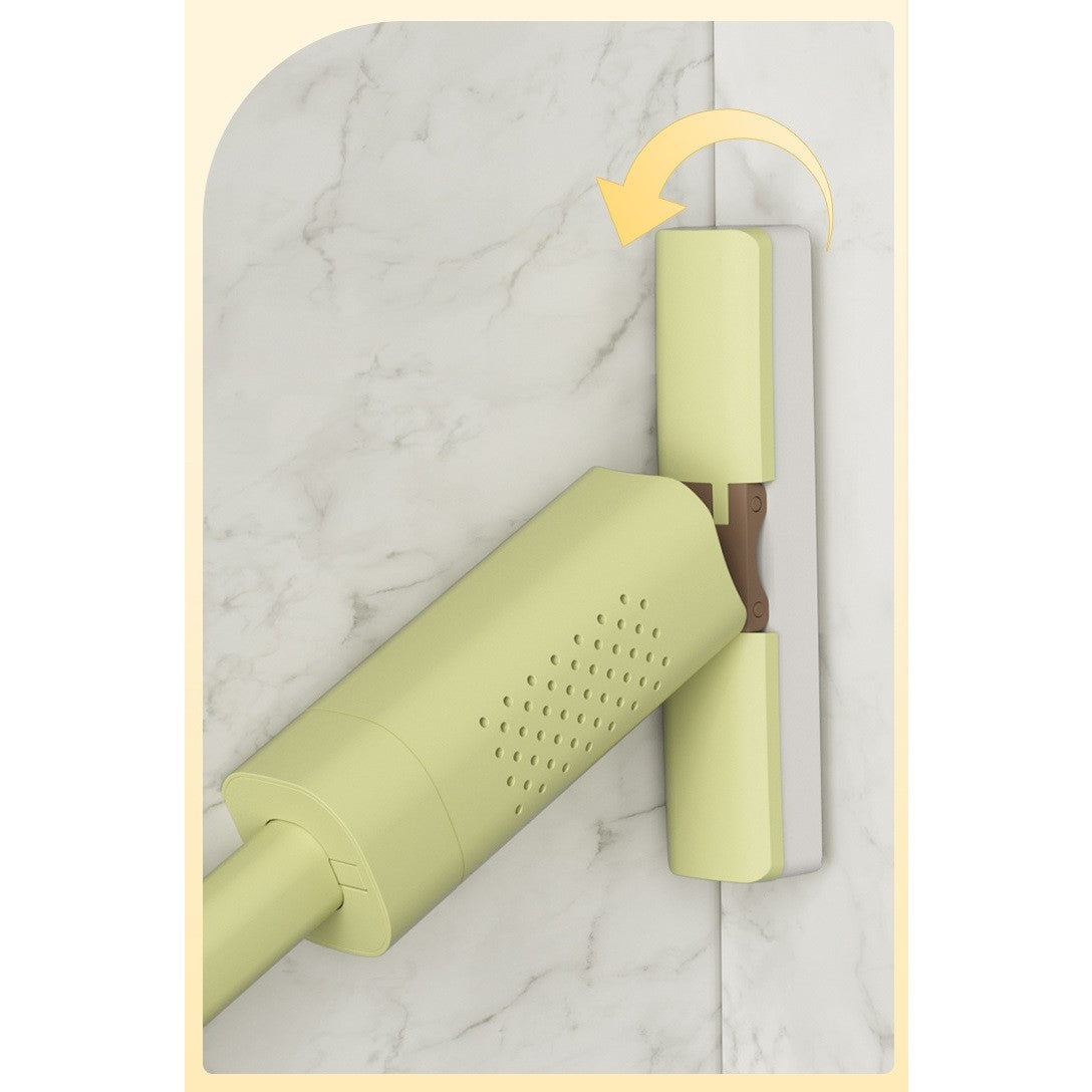 Mini mop portabil verde desfăcut, mâner pliabil compact, ideal pentru depozitare în spații mici