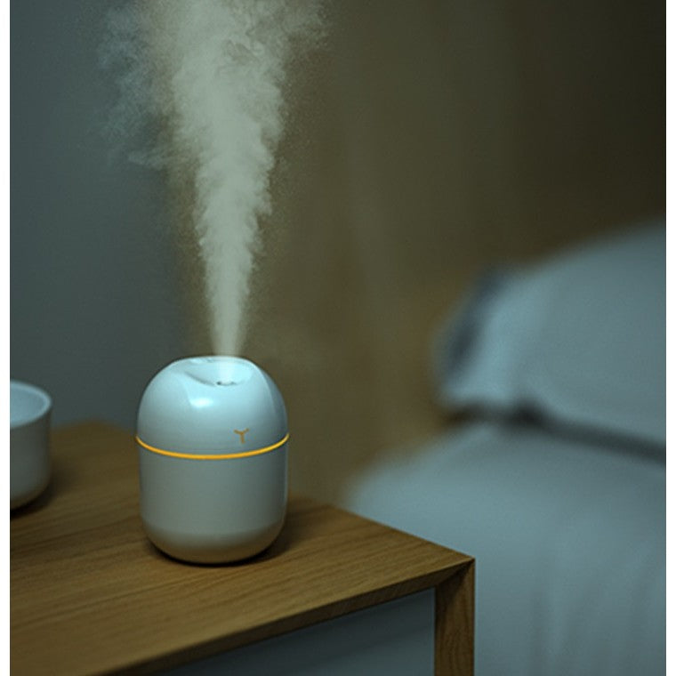 Mini Umidificator Portabil, Vivimall, 2 Moduri, Aromaterapie, Silentios, Lumina Ambientala, Incarcare USB, 220 ml, 8 x 8 x 10.3 cm, Alb - vivimall.ro