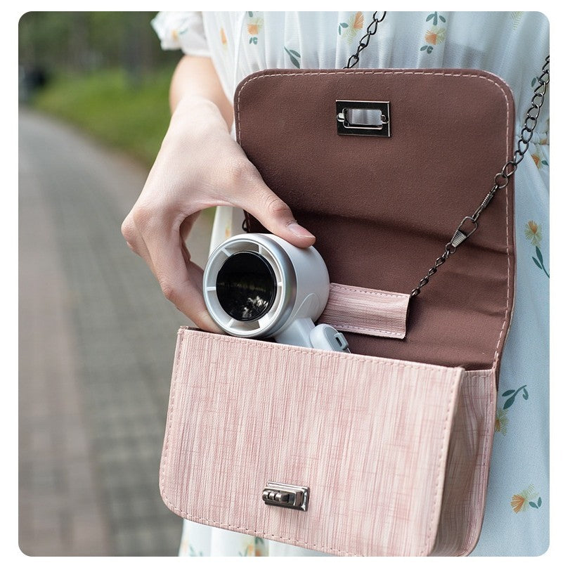 Mini Ventilator Portabil, Vivimall, 5 Trepte de Viteza, Afisaj Digital, Incarcare USB, 5V, 2A, 5.95 x 5.2 x 17.2 cm, Verde - vivimall.ro