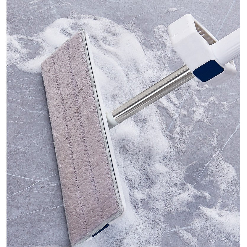 Mop Plat, Vivimall, cu Galeata Pliabila, 2 Rezerve din Microfibra, 127 cm Tija Telescopica, Utilizare Umeda/Uscata, Recipient Lichid, Gri - vivimall.ro