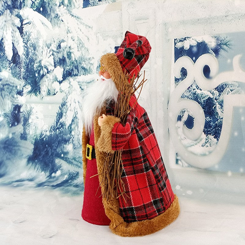 Decoratiune de Craciun, Flippy, Mos Craciun Rotativ, din Plastic/Poliester, 31 x 14 x 12 cm, cu Lumini si Sunete, Rosu - vivimall.ro