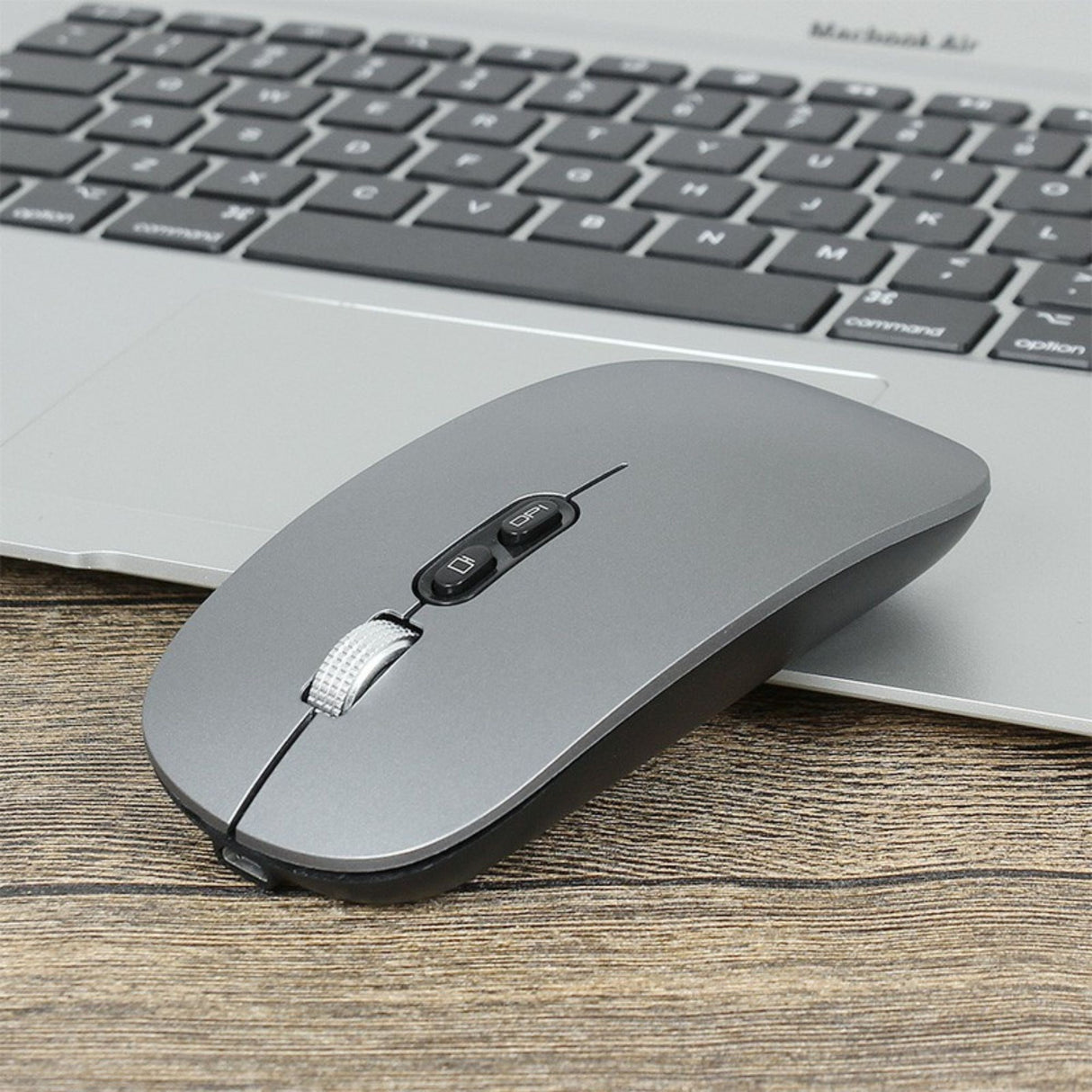 Mouse Wireless Reincarcabil, Flippy, Compatibil Windows/macOS, Bluetooth 5.1 + 2.4GHz, Silentios, DPI 800/1200/1600, Gri Inchis - vivimall.ro
