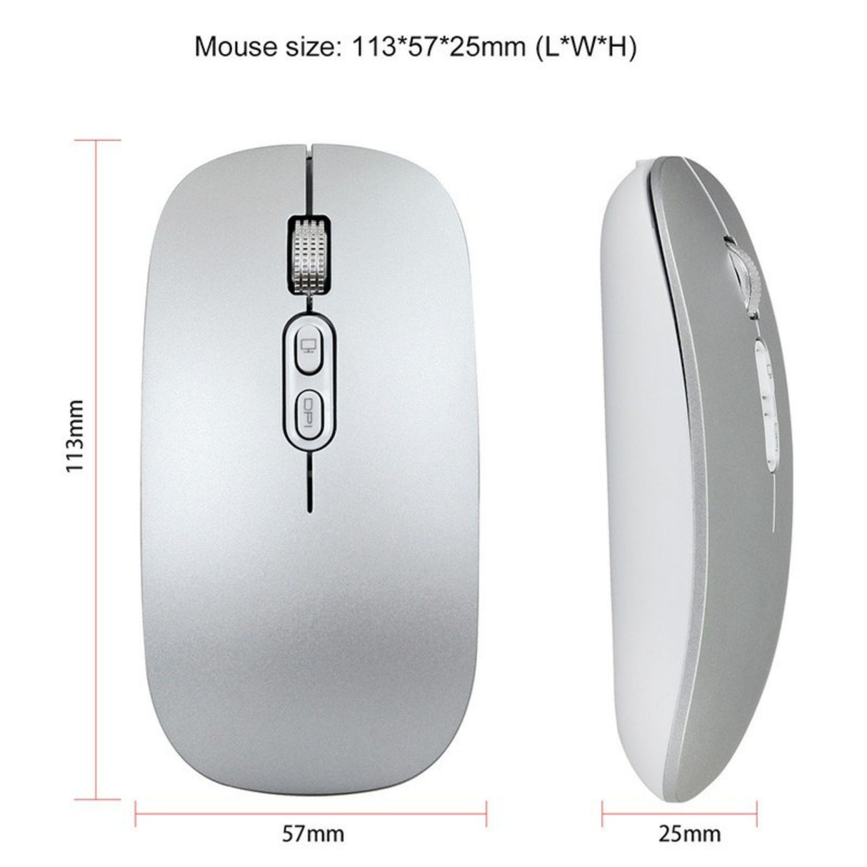 Mouse Wireless Reincarcabil, Flippy, Compatibil Windows/macOS, Bluetooth 5.1 + 2.4GHz, Silentios, DPI 800/1200/1600, Argint - vivimall.ro