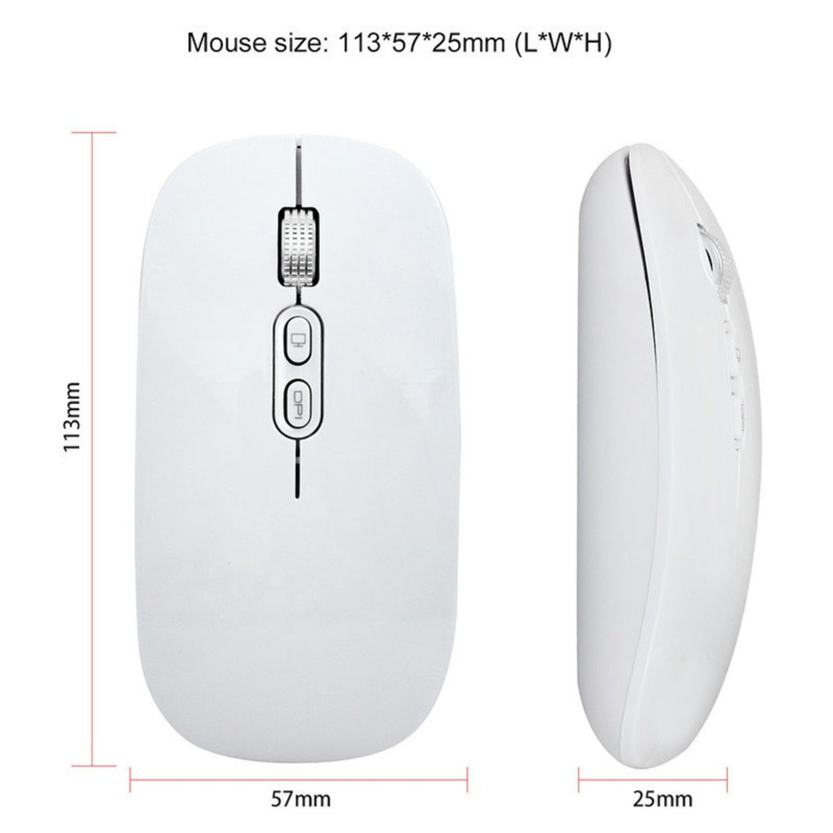Mouse Wireless Reincarcabil, Flippy, Compatibil Windows/macOS, Bluetooth 5.1 + 2.4GHz, Silentios, DPI 800/1200/1600, Alb - vivimall.ro