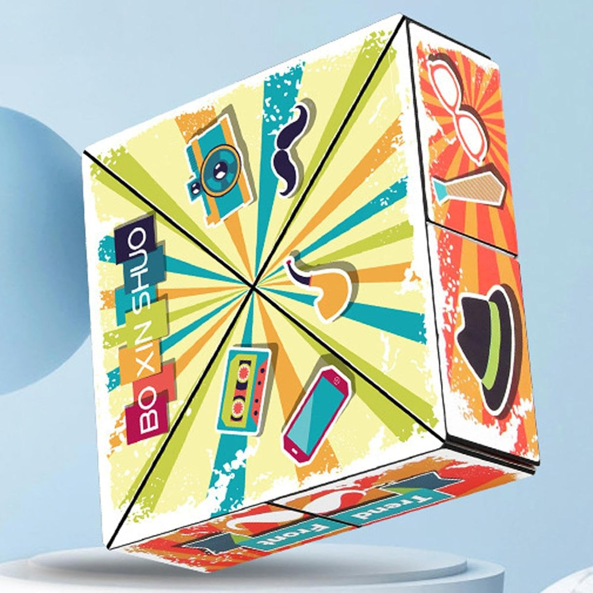 Jucarie Interactiva, Flippy, Magic Cube, Puzzle, Diferite Forme, Anti-stress, 8 x 8 x 3 cm, Multicolor