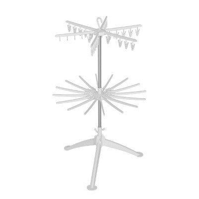 Uscator de Rufe Vertical, Vivimall, 2 Niveluri, Pliabil, din ABS+PP+Otel Inoxidabil, Rotire 360 Grade, 130 x 75 cm, Alb - vivimall.ro