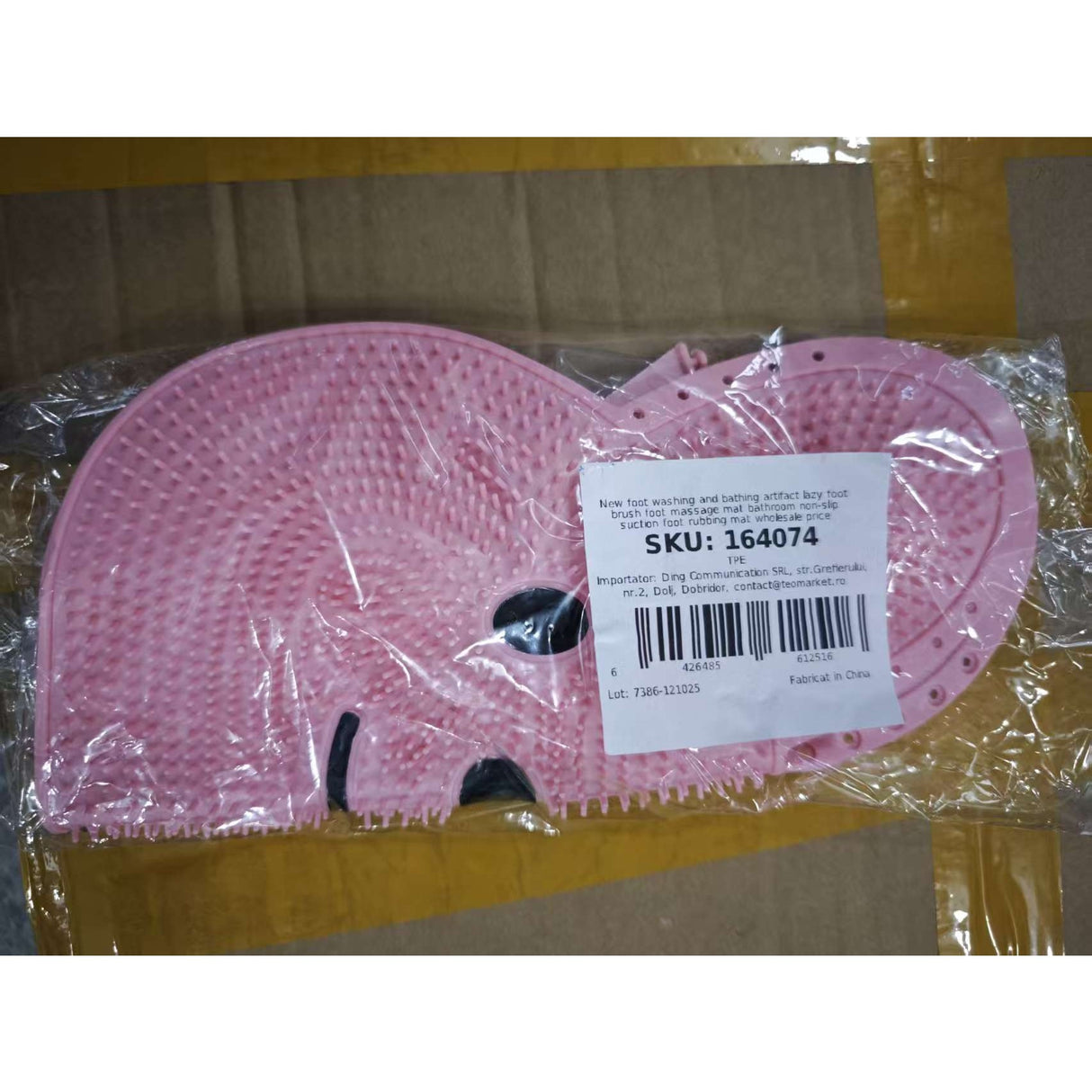 Covoras de Baie, Flippy, pentru Masaj/Spalat Picioare, din TPE, Antiderapant, 45 x 45 cm, Model Iepuras, Roz