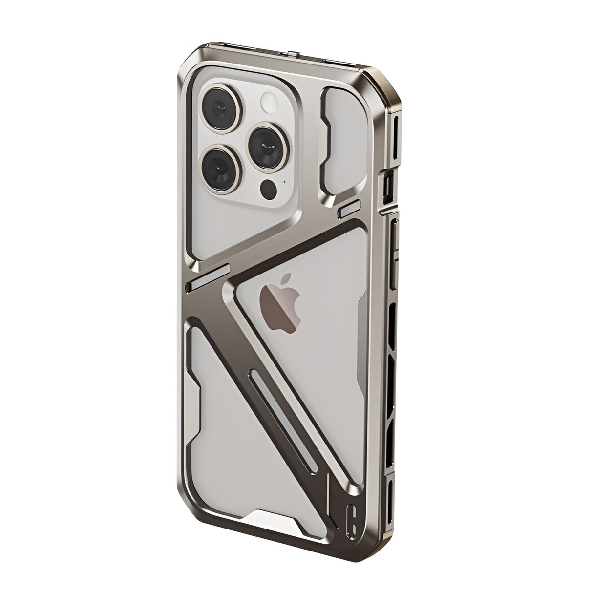 Husa de Protectie Armor Metal Compatibila cu iPhone 15 Pro, Vivimall, Antizgariere, Antisoc, Protectie Supraincalzire, Gri Metalizat - vivimall.ro