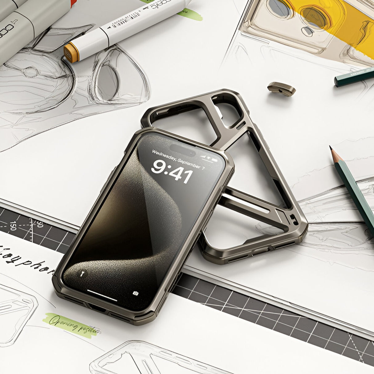 Husa de Protectie Armor Metal Compatibila cu iPhone 15 Pro Max, Vivimall, Antizgariere, Antisoc, Protectie Supraincalzire, Gri Metalizat - vivimall.ro