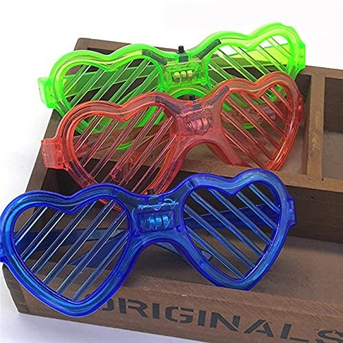 Ochelari de Petrecere cu LED, Vivimall, Model Inima, din Plastic, 3 Moduri de Iluminat, Marime Universala, Multicolor - vivimall.ro
