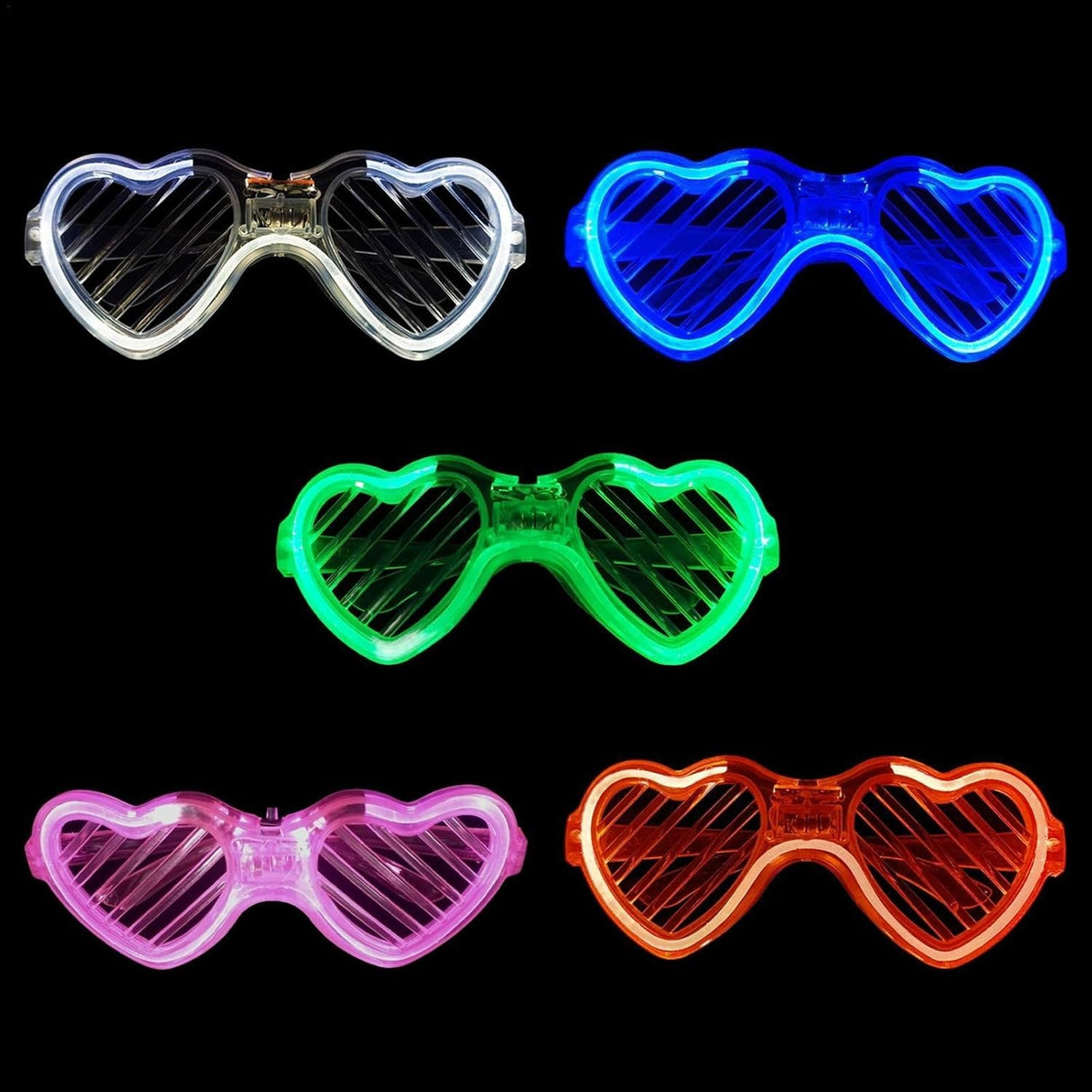 Ochelari de Petrecere cu LED, Vivimall, Model Inima, din Plastic, 3 Moduri de Iluminat, Marime Universala, Multicolor - vivimall.ro