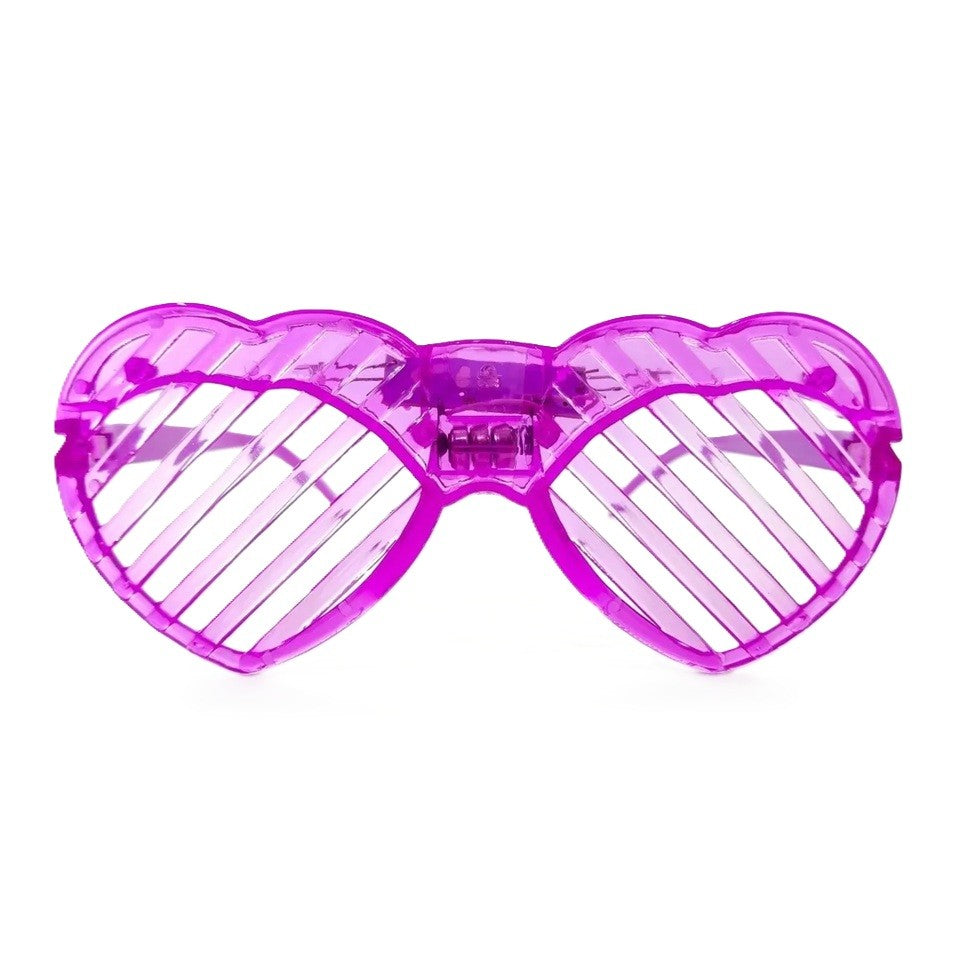 Ochelari de Petrecere cu LED, Vivimall, Model Inima, din Plastic, 3 Moduri de Iluminat, Marime Universala, Multicolor - vivimall.ro