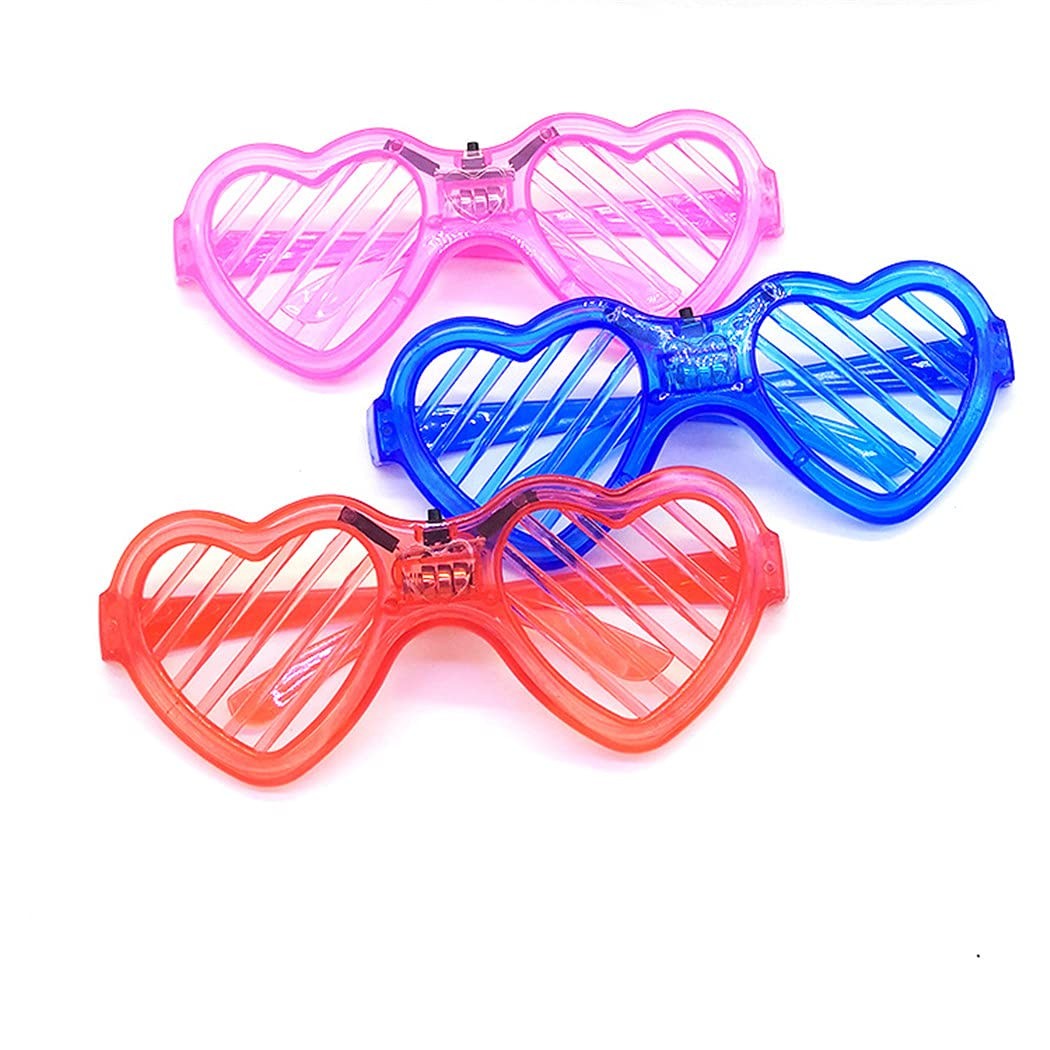 Ochelari de Petrecere cu LED, Vivimall, Model Inima, din Plastic, 3 Moduri de Iluminat, Marime Universala, Multicolor - vivimall.ro
