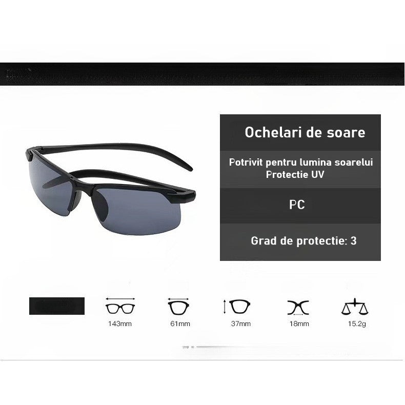 Ochelari de Soare, Vivimall, Polarizati, pentru Condus, Ciclism, 400 UV, cu Lentila Neagra pentru Protectie, Rama Neagra, Pc, 14 x 3.7 cm, 15.2 g - vivimall.ro