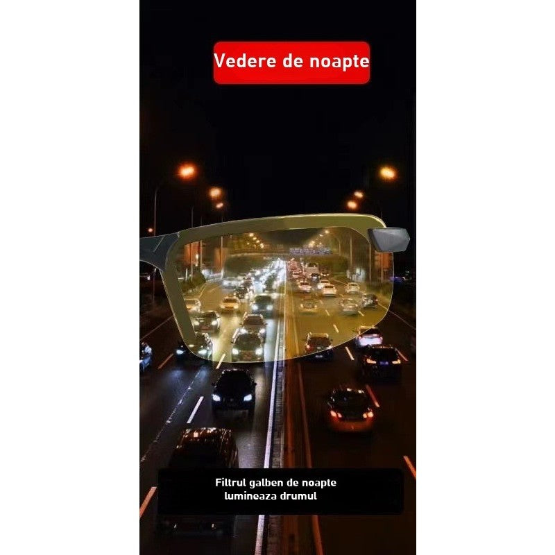 Ochelari viziune noapte ramă neagră policarbonat, potriviți pentru ciclism și drumeții, vedere 3/4