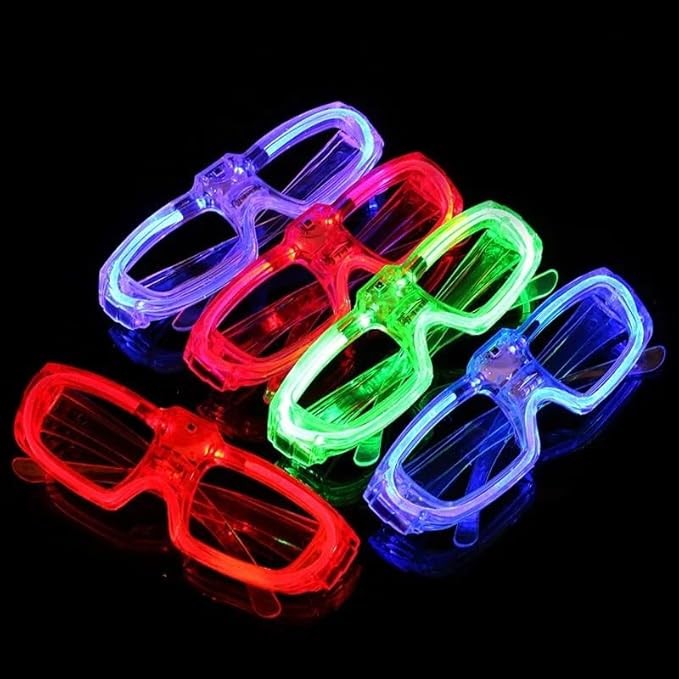 Ochelari de Petrecere cu LED, Vivimall, Model Neon, din Plastic, 3 Moduri de Iluminat, Marime Universala, Multicolor - vivimall.ro