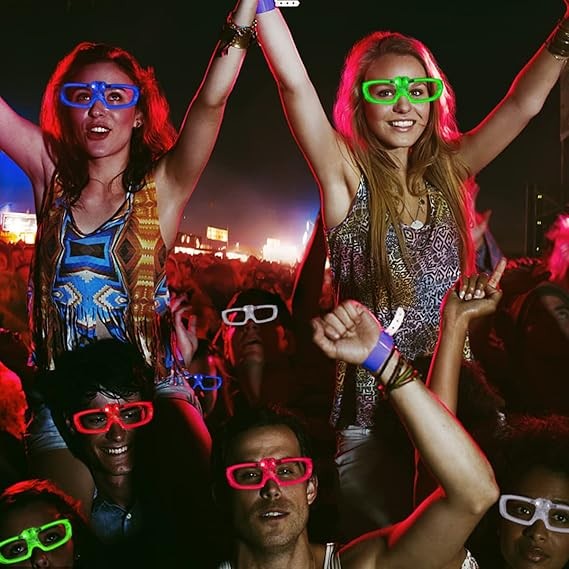 Ochelari de Petrecere cu LED, Vivimall, Model Neon, din Plastic, 3 Moduri de Iluminat, Marime Universala, Multicolor - vivimall.ro