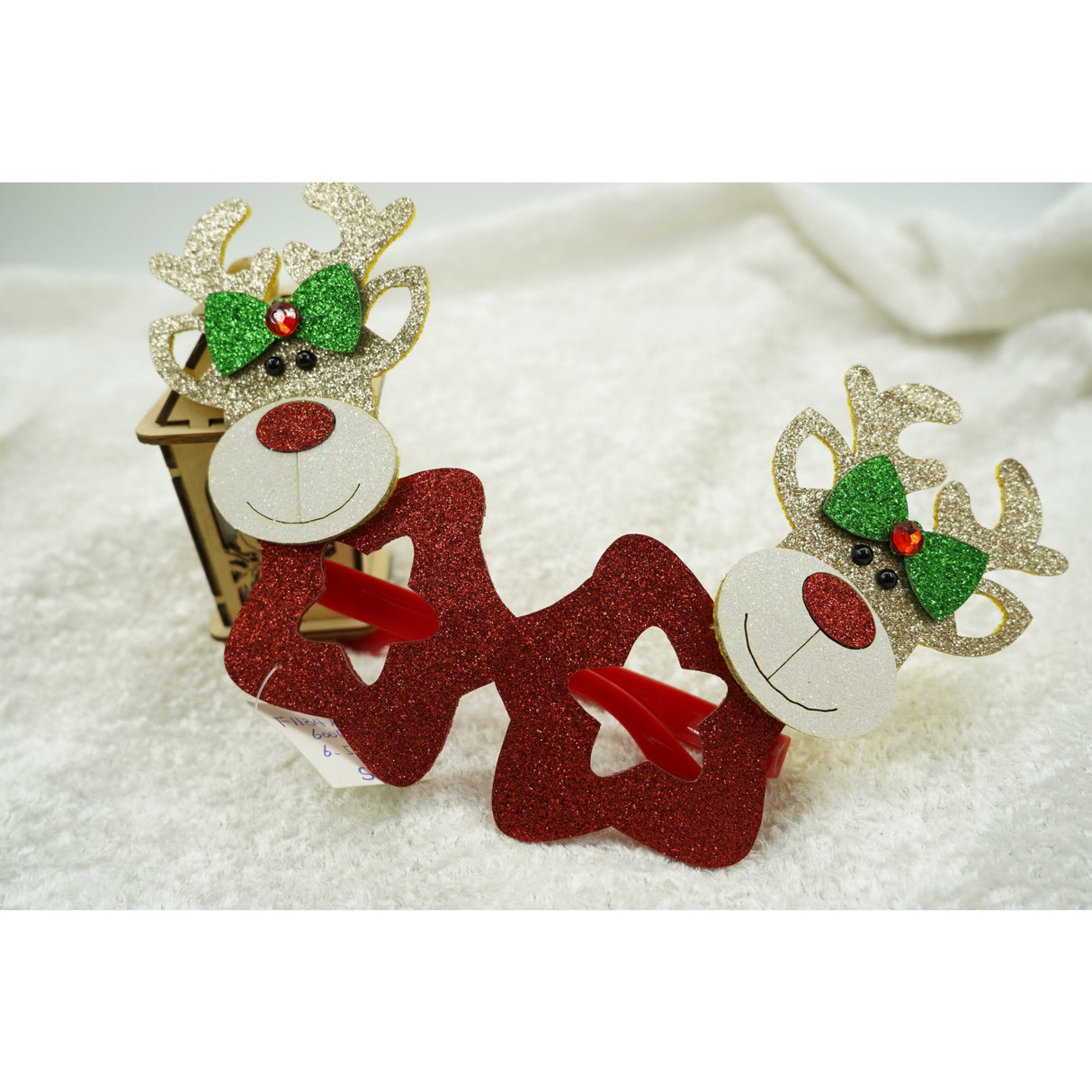 Ochelari petrecere de Craciun, forma Stea cu Ren , Rosu, din Plastic si Poliester, Vivimall - vivimall.ro