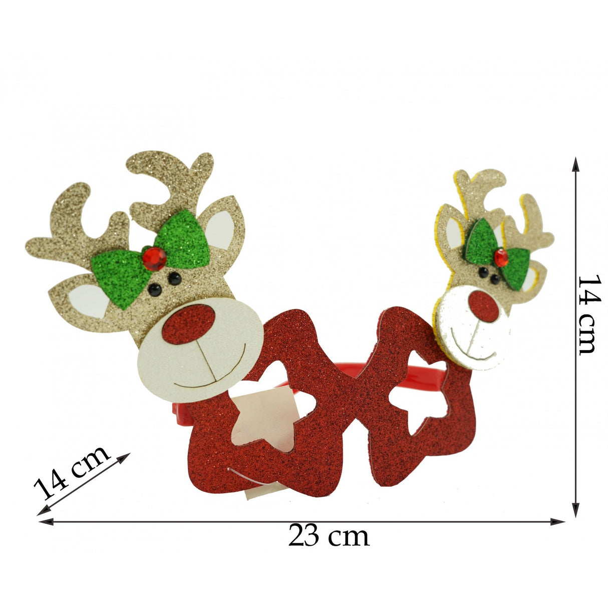 Ochelari petrecere de Craciun, forma Stea cu Ren , Rosu, din Plastic si Poliester, Vivimall - vivimall.ro