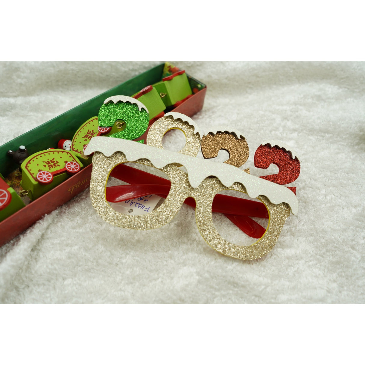 Ochelari petrecere de Revelion, 2022, Bej, din Plastic si Poliester, Vivimall - vivimall.ro