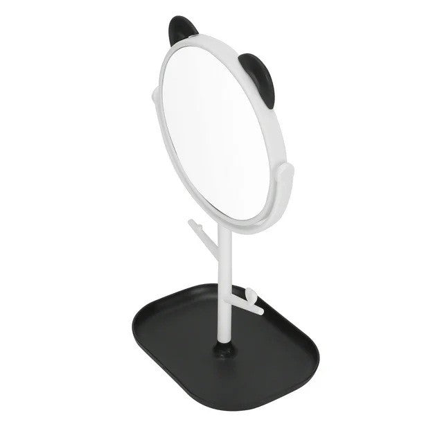 Oglina Cosmetica Cu Picior, Hd, Rotire 360 Grade, 15 Cm Diametru, Suport Bijuterii Baza + Brate, Model Cu Urechi, 30 X 16.5 X 15 Cm - vivimall.ro