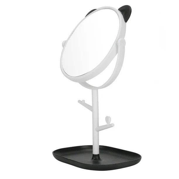 Oglina Cosmetica Cu Picior, Hd, Rotire 360 Grade, 15 Cm Diametru, Suport Bijuterii Baza + Brate, Model Cu Urechi, 30 X 16.5 X 15 Cm - vivimall.ro