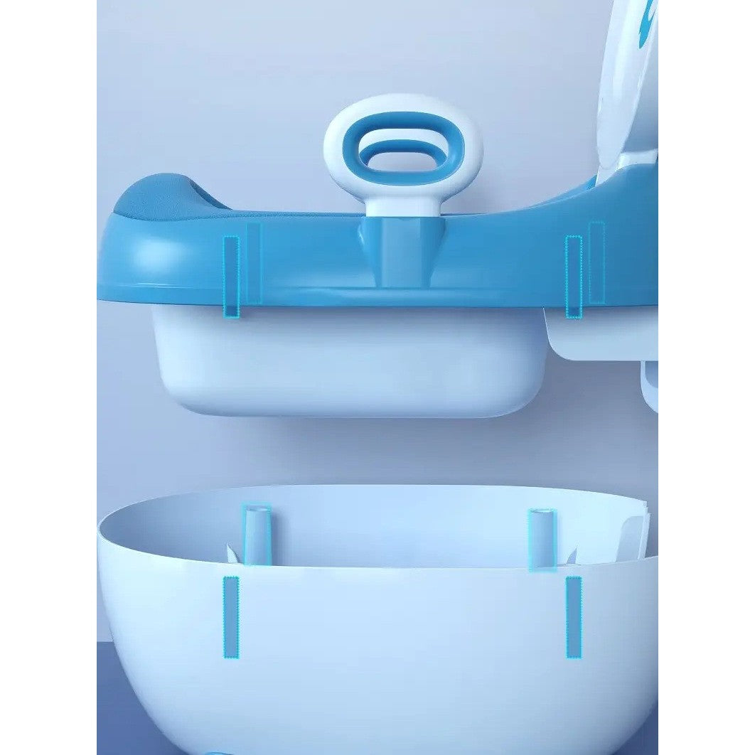 Olita pentru Copii, Vivimall, +1an, Portabila, Design cu Ancora, cu Capac, Model Prietenos, Non-Toxic, Compartiment Detasabil, cu Manere, cu 4 Picioare, Usor de Curatat, 46*33*32 cm, Albastru - vivimall.ro