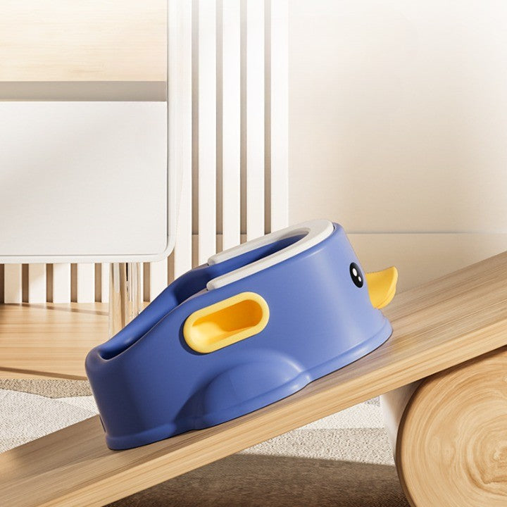 Olita pentru Copii, Vivimall, +1an, Portabila, Design Ratusca, Model Prietenos, Non-Toxic, Compartiment Detasabil, cu Maner, Usor de Curatat, Albastru - vivimall.ro