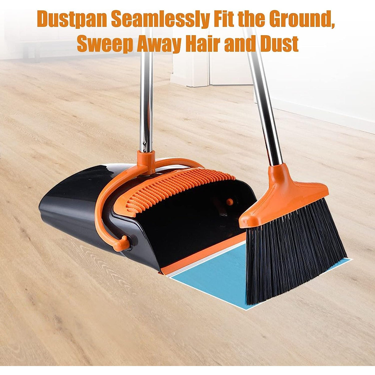 Set matura si faras cu coada, Vivimall, Pentru uz casnic, Plastic/Otel, Portocaliu/Negru, Depozitare verticala, 26x25.5x83 cm - vivimall.ro