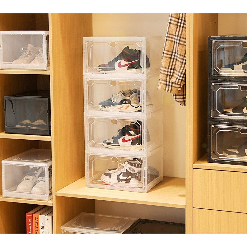 Organizator de Pantofi, Vivimall, din PP+ABS, Usa Laterala Magnetica, Rezistenta la Praf, Anti-Oxidare, Utilizare Multipla, 36 x 28 x 21 cm, Transparent - vivimall.ro