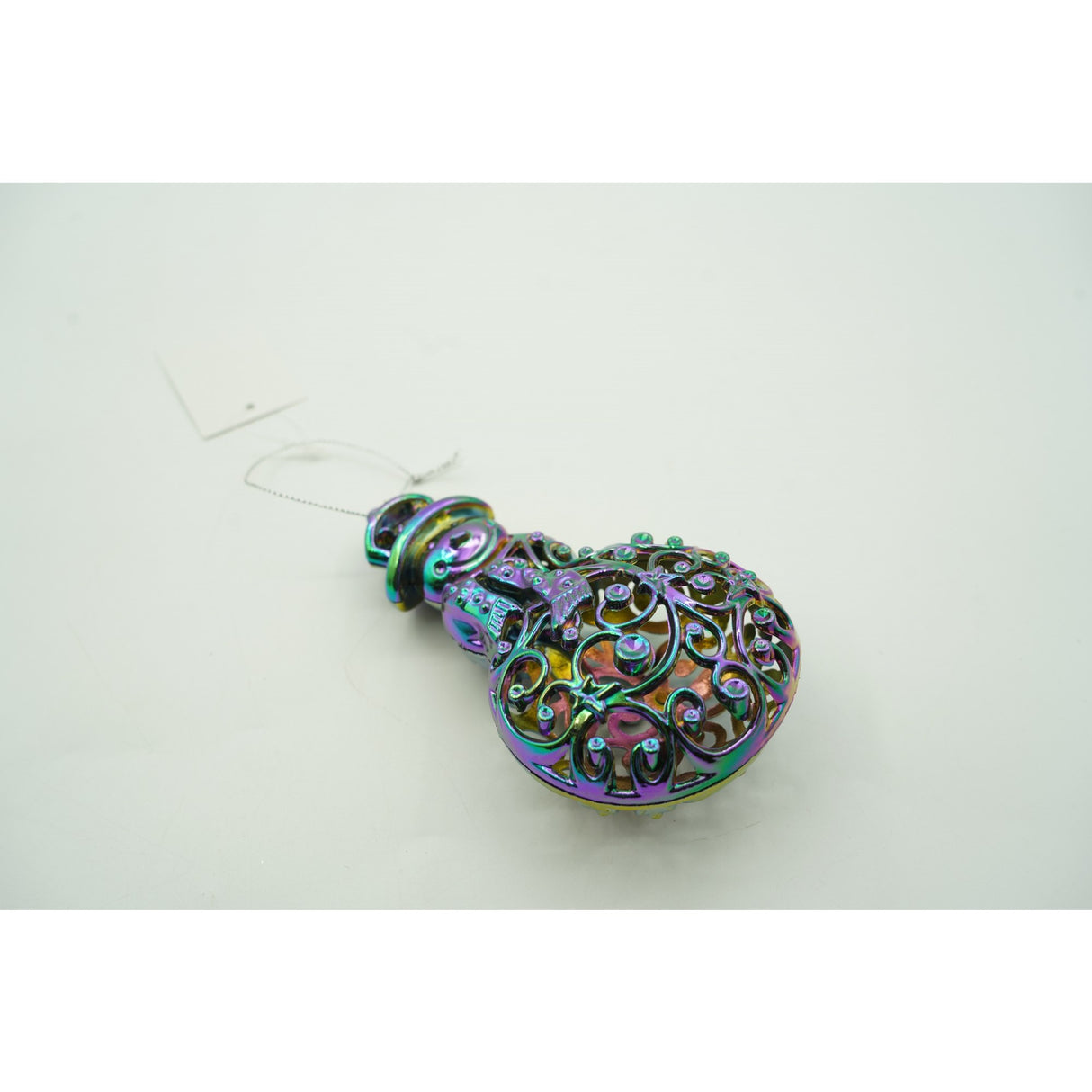 Ornament brad de Craciun, Iridescent, in forma de Om de zapada, 8 cm x 13 cm, Plastic, Vivimall - vivimall.ro