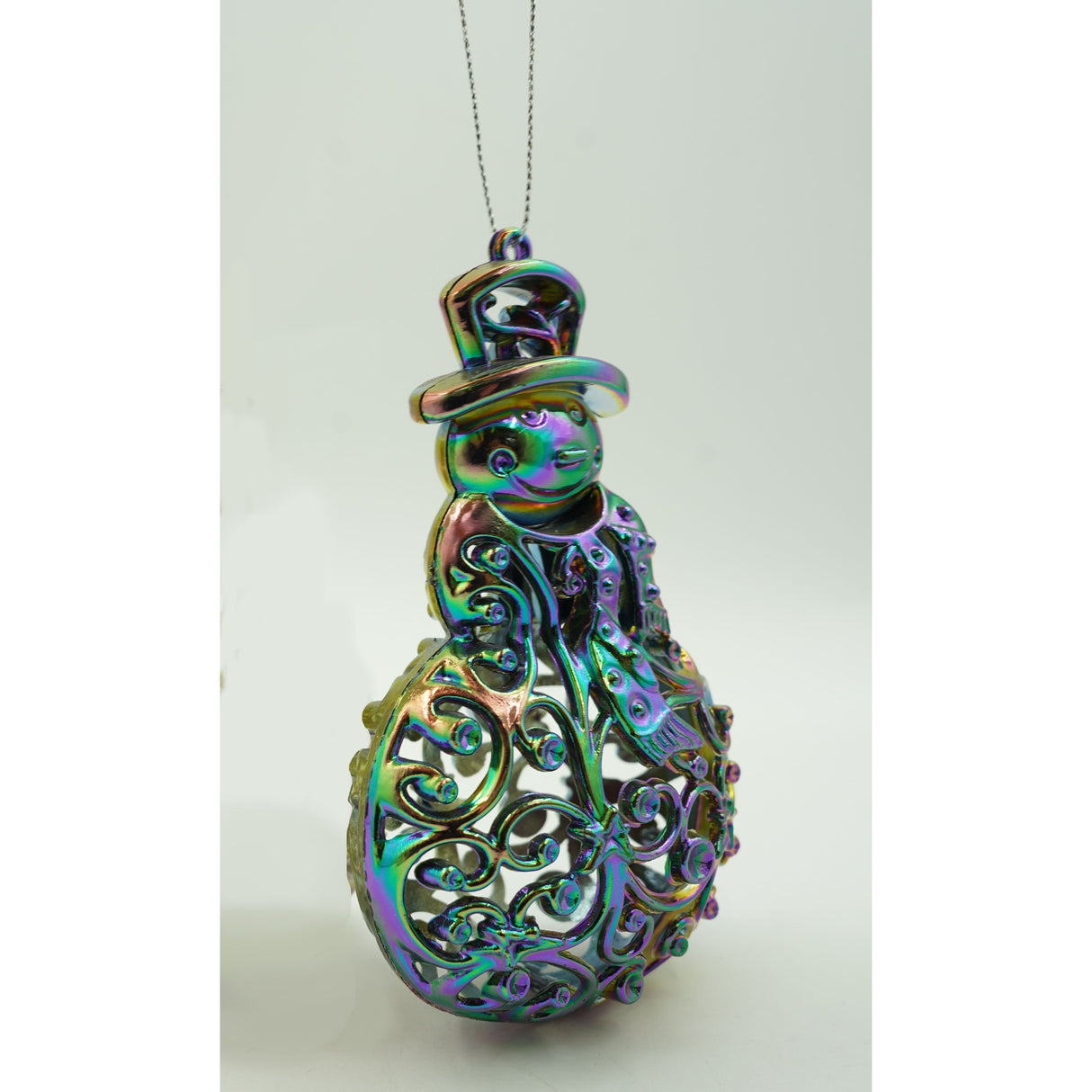 Ornament brad de Craciun, Iridescent, in forma de Om de zapada, 8 cm x 13 cm, Plastic, Vivimall - vivimall.ro