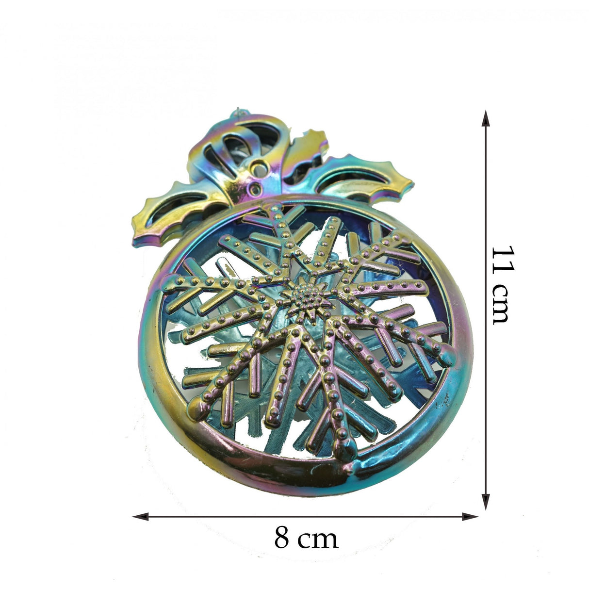 Ornament brad de Craciun, Iridescent, Rotund, 8 cm x 11 cm, Plastic, Vivimall - vivimall.ro