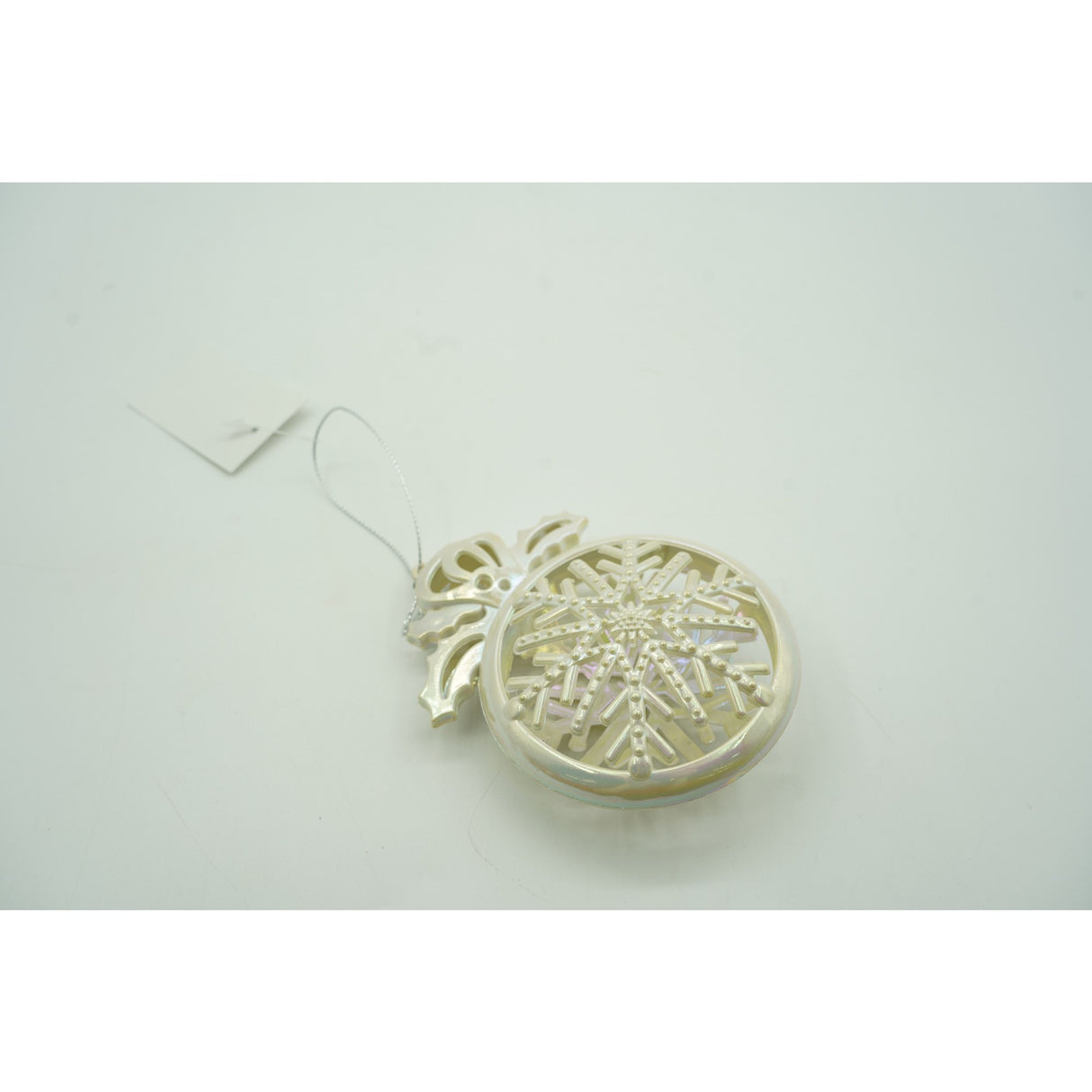 Ornament brad de Craciun, Perlat, Rotund, 8 cm x 11 cm, Plastic, Vivimall - vivimall.ro