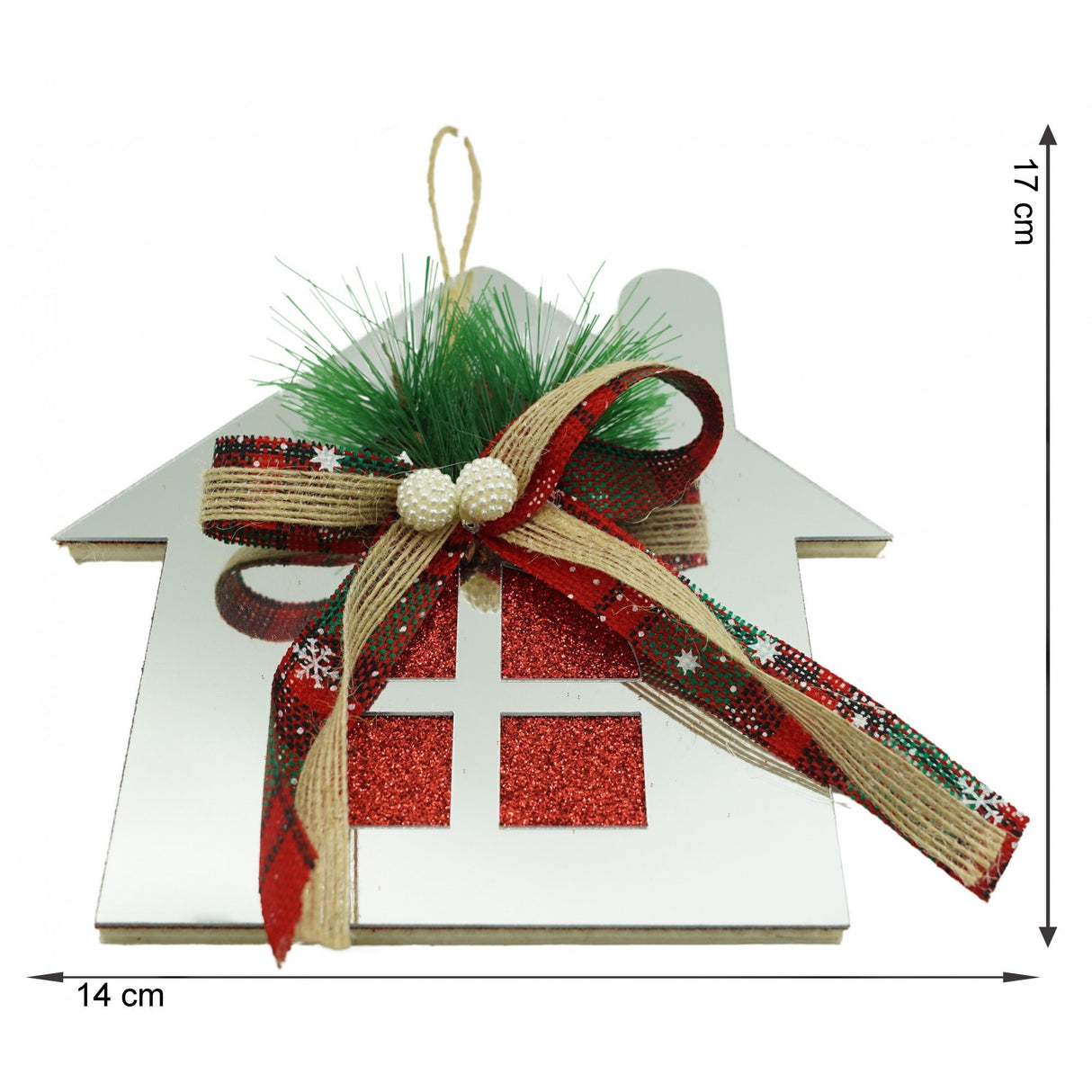 Ornament brad, Vivimall, Casa, Argintiu, Lucios, 14*17CM, Acril, Interior/ Exterior - vivimall.ro