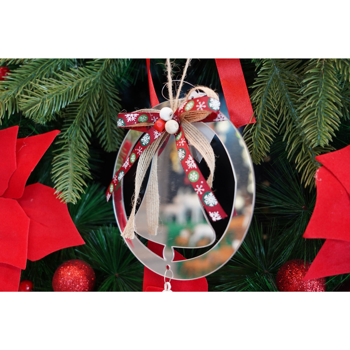 Ornament brad, Vivimall, Clopotel, Argintiu, Lucios, 14*26CM, Acril, Interior/ Exterior - vivimall.ro