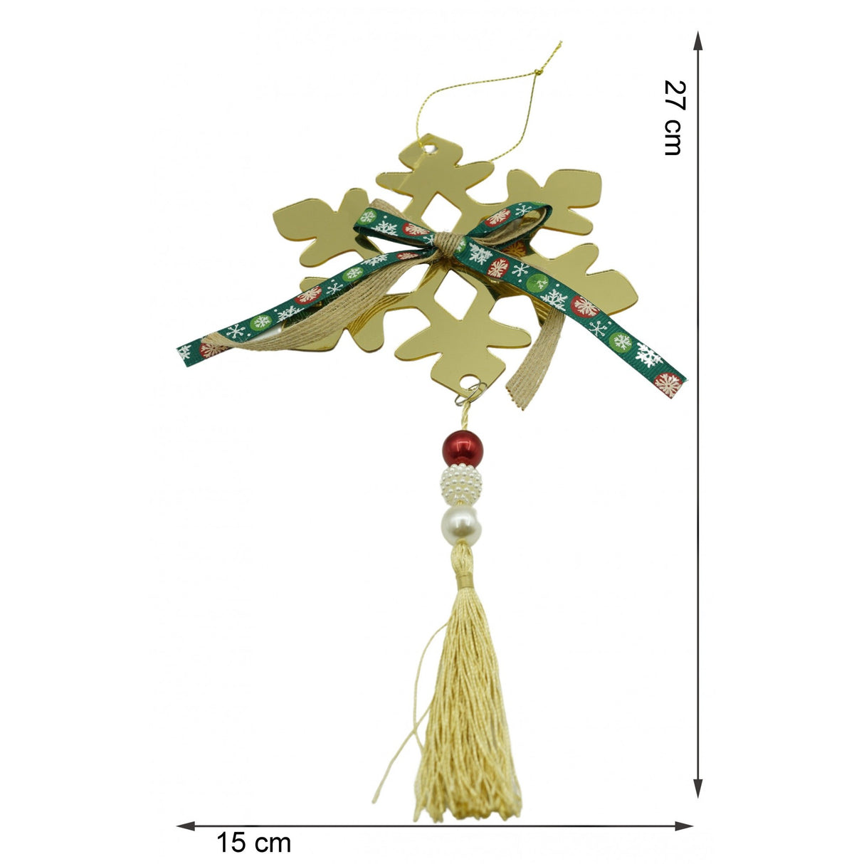 Ornament brad, Vivimall, Fulg de nea, Auriu, Lucios, 15*27CM, Acril, Interior/ Exterior - vivimall.ro