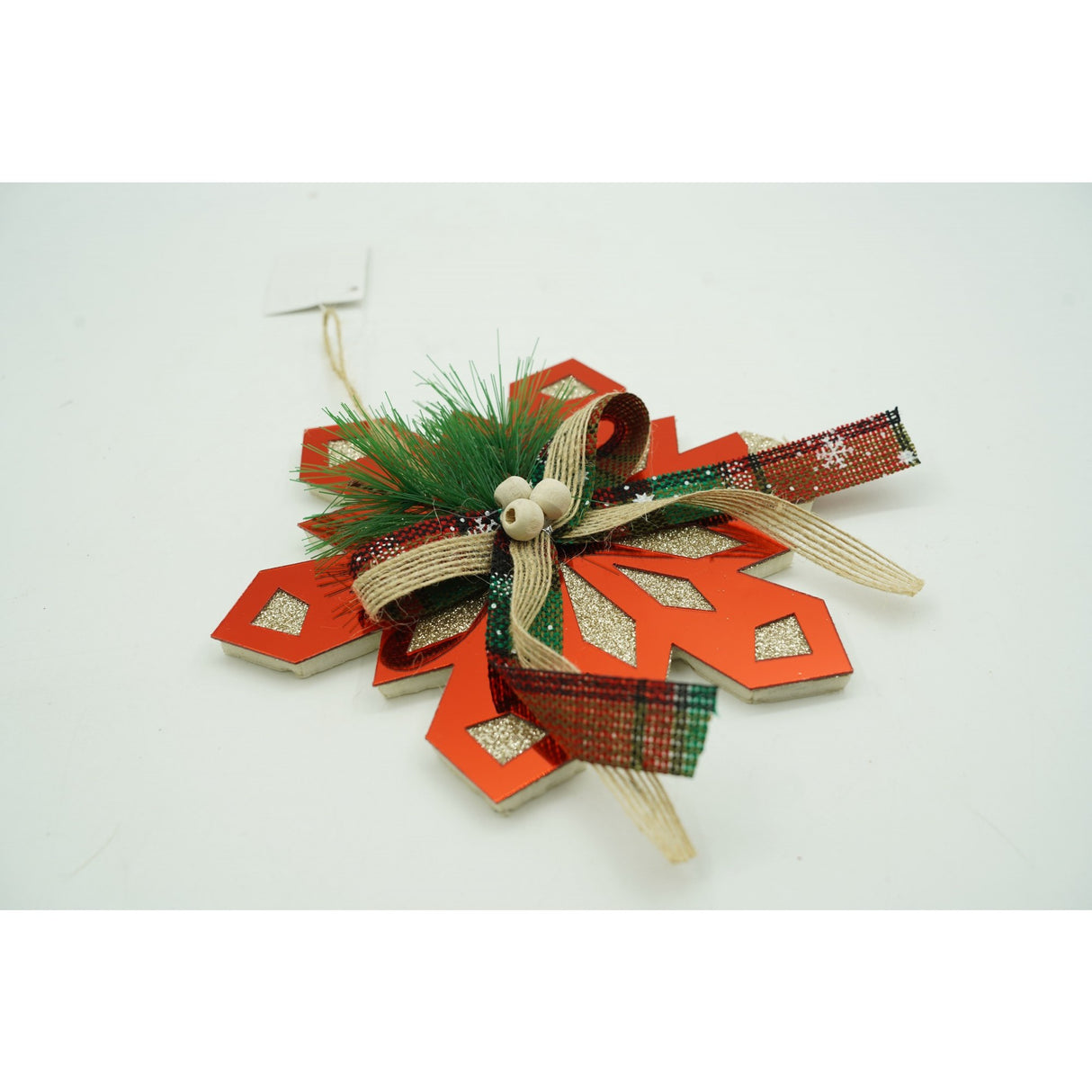 Ornament brad, Vivimall, Fulg de nea, Rosu, Lucios, 15*15CM, Acril, Interior/ Exterior - vivimall.ro