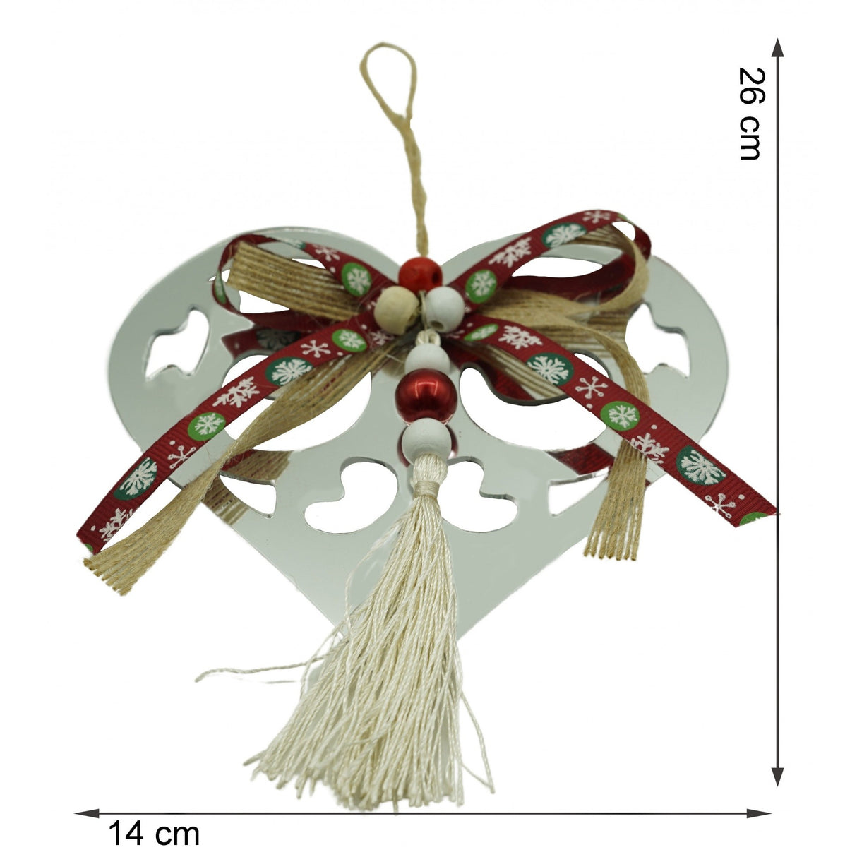 Ornament brad, Vivimall, Inima, Argintiu, Lucios, 14*26CM, Acril, Interior/ Exterior - vivimall.ro